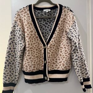 THML Leopard Print Cardigan in Cream and Black